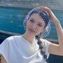 White Bird Cage Veil With Pearls 'Chloe', thumbnail 2 of 8