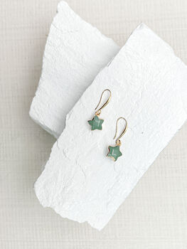 Aventurine Star Real 18k Gold Plated Earrings, 4 of 6