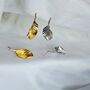 Textured Leaf Stud Earrings In 16 K Gold And 925 Sterling Silver, thumbnail 12 of 12