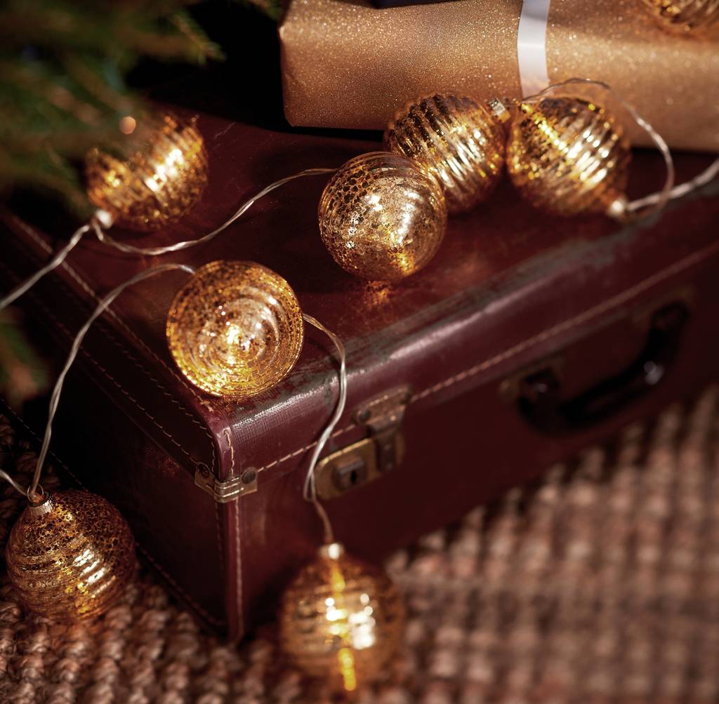 Gold Bauble Christmas Garland Lights, 1 of 2