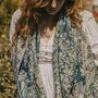 Sage Green Vintage Floral Tassel Pashmina Scarf, thumbnail 1 of 2