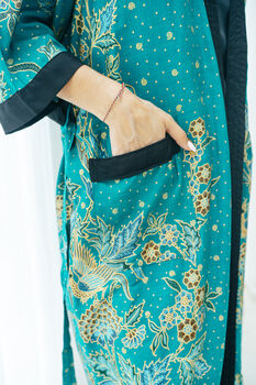 Emerald Green Batik Kimono Robe, 6 of 9