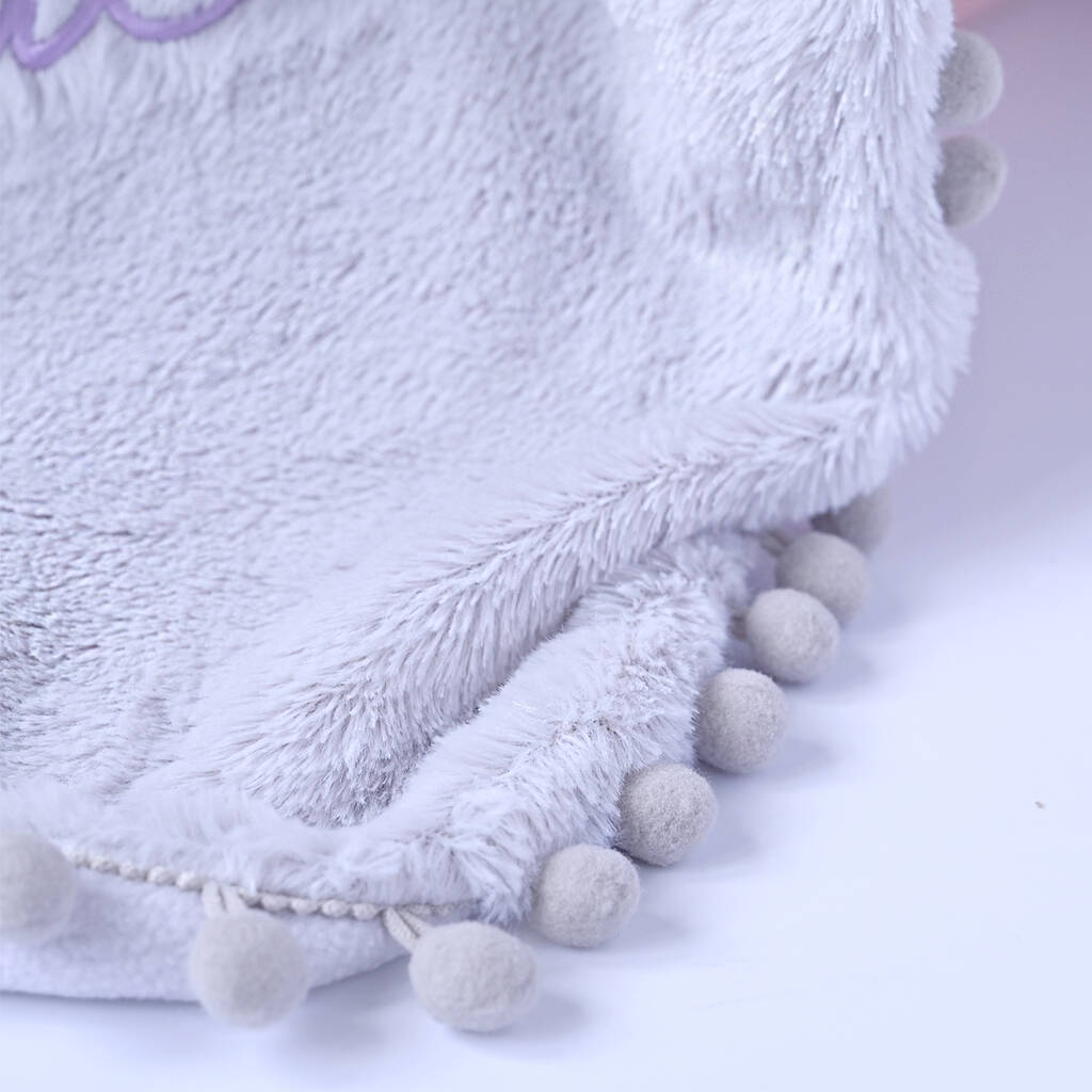 Personalised Grey Faux Fur Baby Blanket By 1st Birthday Gifts