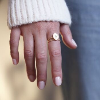 Hammered Blue Topaz Starlight Disc Ring, 3 of 6