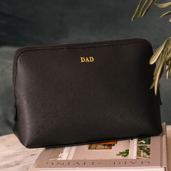 Personalised Dad Black Travel Wash Bag Case, 2 of 7