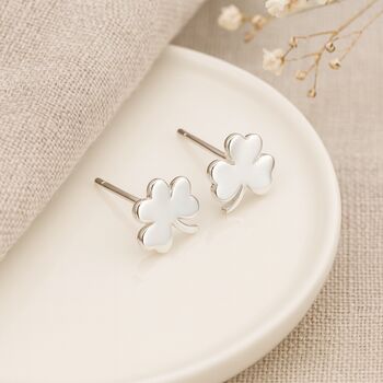 Sterling Silver Lucky Clover Stud Earrings – 7mm, 2 of 7