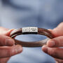 Personalised Men's Wedding Time And Date Leather Bracelet, thumbnail 4 of 6
