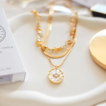 18ct Gold Plated Mother Of Pearl Pendant Necklace Set – Thoughtful Jewellery Gift, 5 of 9