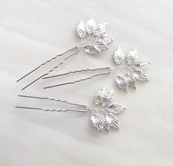 Silver Leaf Hair Pins, 2 of 4