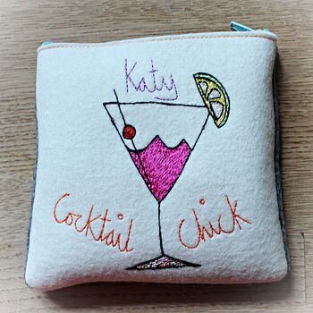 Personalised Embroidered Cocktail Chick Purse, 2 of 5