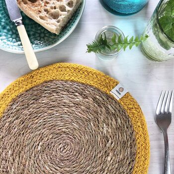Respiin Set Of Six Seagrass And Jute Tablemats Brights, 9 of 11