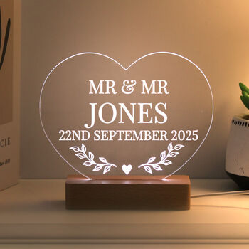 Personalised Wedding Heart LED Light Gift, 9 of 10