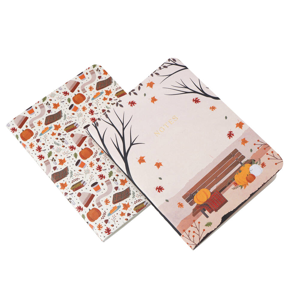 Set Of Two Autumn Themed A6 Lined Paper Notebooks, 1 of 2