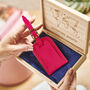 Personalised Leather Luggage Tag With Wooden Gift Box, thumbnail 3 of 7