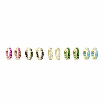Pavé Eternity Earrings, Gold, 3 of 9