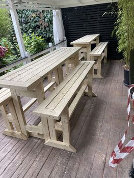 Bar Style Dining Table And Benches Treated, 2 of 12