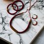 Red Silk Thread Choker Bangle And Earring Set, thumbnail 3 of 3