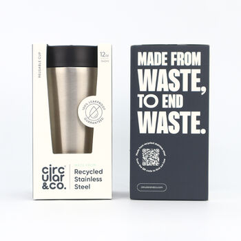 Circular And Co Travel Mug Made From Recycled Stainless Steel 12oz Uncoated Black, 2 of 8