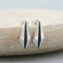 Geometric Earrings. Silver And Black Art Deco Studs, thumbnail 3 of 9