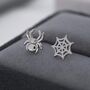 Spider And Web Stud Earrings In Sterling Silver, thumbnail 4 of 11