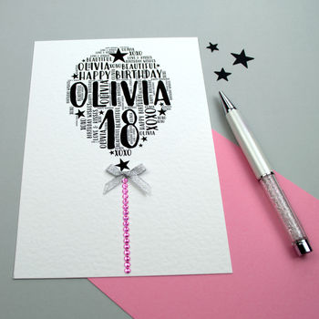 Personalised Happy Birthday Balloon Sparkle Card, 2 of 12