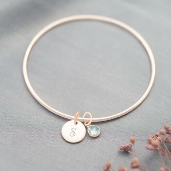 Personalised Initial And Birthstone Bangle, 3 of 12