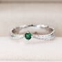 Sterling Silver Fern Leaf Emerald Green Cz Ring, thumbnail 8 of 12