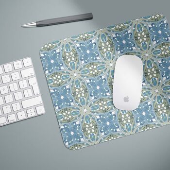 Art Deco Mousemat In Muted Blues And Greens, 6 of 7