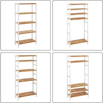 Five Tier Bathroom Storage Shelves Bamboo Rack, 6 of 8