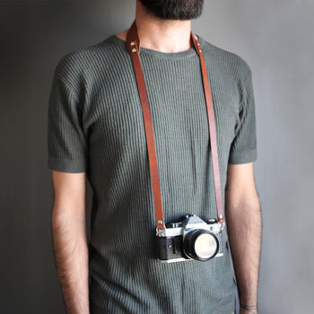 Wide Leather Camera Strap With Personalisation, 2 of 8