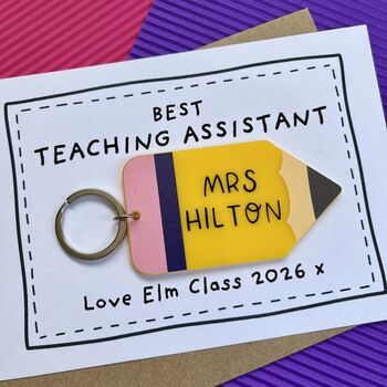 Best Teacher Gift Pencil Keyring Card, 2 of 3