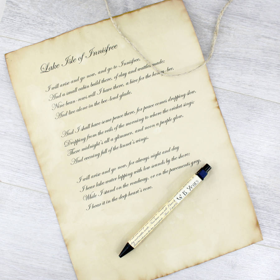 The Lake Isle Of Innisfree Poetry Pen By Six0six Design Notonthehighstreet Com