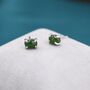Genuine Green Japer Jade Oval Stud Earrings, thumbnail 2 of 10