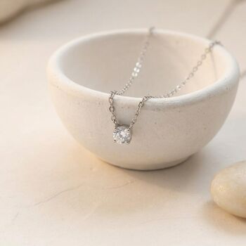 Solitaire Diamond Necklace Silver, 2 of 8