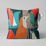 Abstract Birds Pillow Cover With Multicoloured On Green, thumbnail 2 of 7