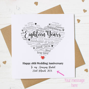 Personalised 18th Porcelain Wedding Anniversary Card, 2 of 3