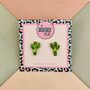 Desert Sparkle Cactus Glitter Resin Stud Earrings, thumbnail 1 of 3