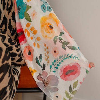 Watercolour Meadow Floral Printed Scarf, 8 of 8