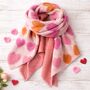 Love Hearts Diagonal Edge Wool Blend Scarf In Gift Box, thumbnail 1 of 4