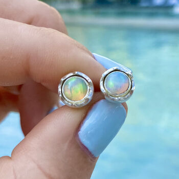 Maya Opal Stud Earrings Silver Or Gold Plated, 2 of 12