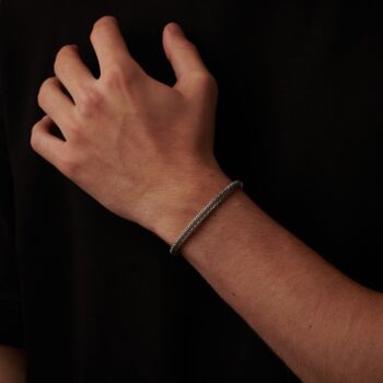 Foxtail Mens Bracelet Silver 5mm Personalised Gifts, 5 of 12