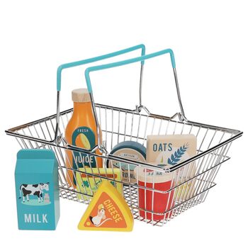 Wooden Grocery Shopping Basket Play Set, 3 of 5