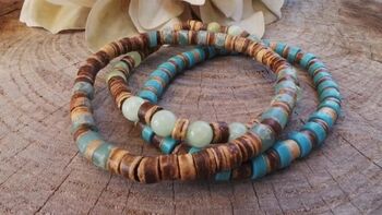 Natural Boho Beaded Triple Bracelet Set, 2 of 2