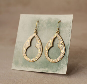 Gold Turquoise Antique Hoop Earrings, 9 of 9