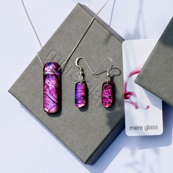 Purple Fused Glass Necklace And Earrings Jewellery Set, 5 of 12