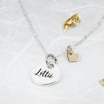 Personalised Silver And 9ct Solid Gold Heart Necklace, 7 of 12