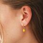 Enamel Lemon Huggie Hoop Earrings In Gold Plating, thumbnail 2 of 7