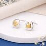 Sterling Silver And Gold Heart Stud Earrings – 8mm, thumbnail 1 of 8