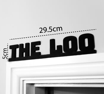 The Loo Sign: Black Door Topper With Adhesive Dots, 3 of 4