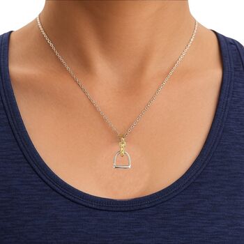 Personalised Sterling Silver And Gold Stirrup Necklace, 2 of 12